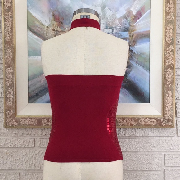 Yuka Sequin Side Mock Crisscross Neck Halter Top - Picture 2 of 10